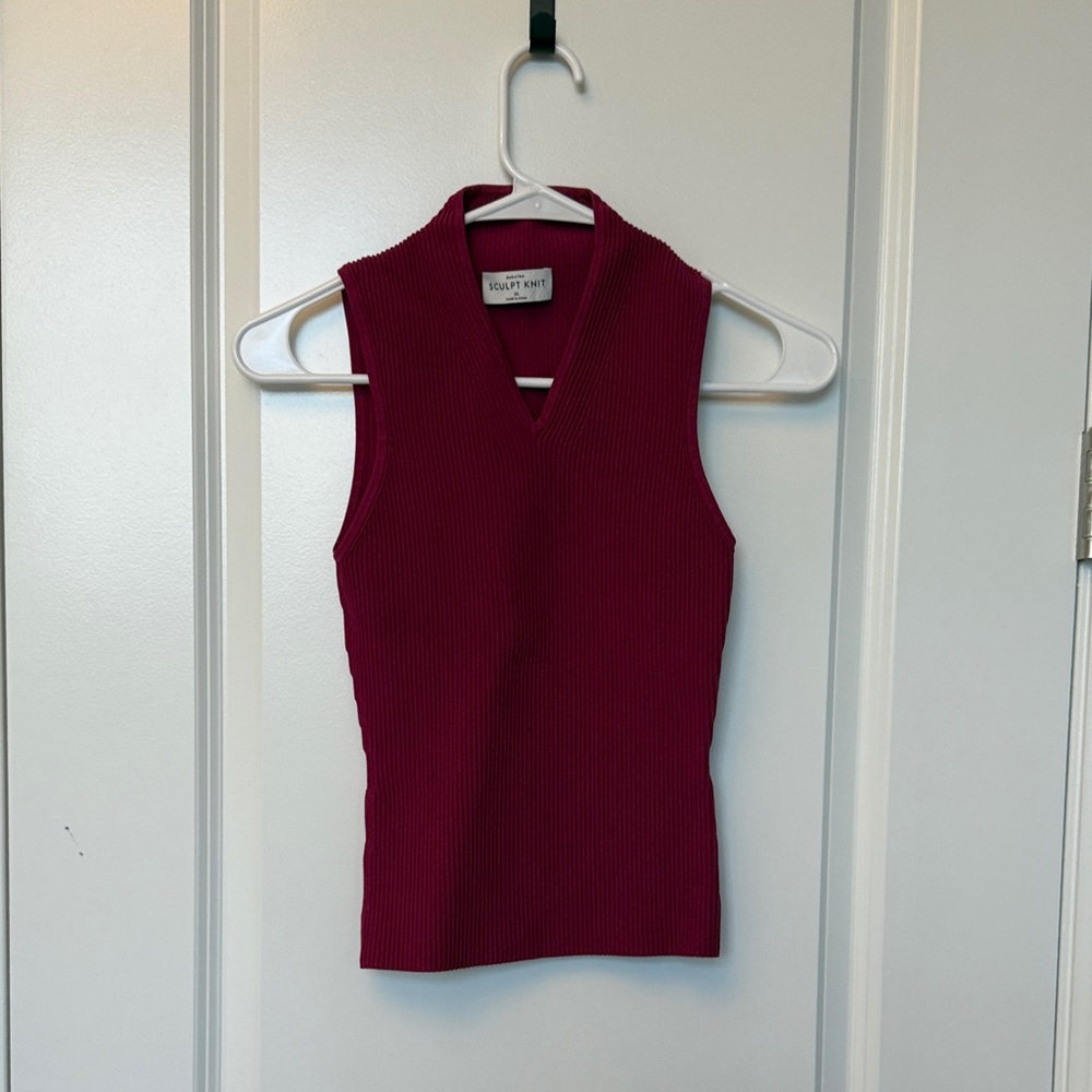 Babaton Fuchsia Ribbed Knit Top Aritzia